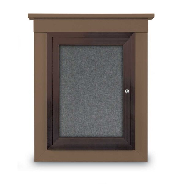72"x36" 3-Door Enclosed Letterboard, Blue Vinyl/Walnut